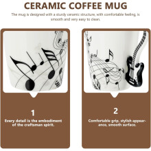 400 ml Keramik-Kaffeebecher mit Musiknoten-Design, leicht zu reinigen, praktisch und modisch
