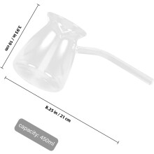 Théière en verre de 450 ml avec poignée latérale, idéale pour les salons de thé et les hôtels. Robuste et adaptée.