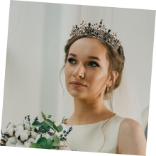 1 Stück elegante schwarze Barockkrone für Erwachsene – Atemberaubender Brautschmuck und Partydekoration