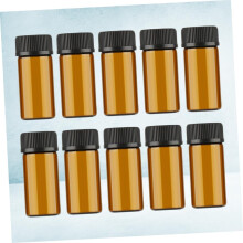 10pcs 3ml Mini Glass Vial Bottles Dark Brown Grain Lid and Hole Plug Small Refillable Oil and Perfume Containers