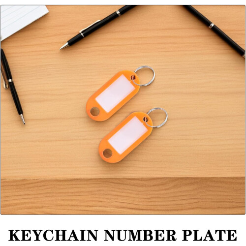 Etiquetas de chave de plástico laranja de 100pcs com anéis placas de chave compactas 2