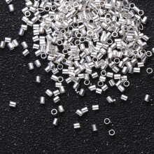 2000pcs Copper Tube Spacer Beads Conectores de cordão de jóias 2mm buraco interno Prata DIY pulseira posicionamento