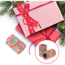 2 Rollen bunte, geflochtene Raffia-Papierseile, DIY-Bastelmaterial zum Verpacken von Weihnachtsdeko