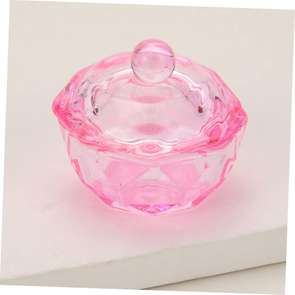 Hkhbjs Pink 2Pcs Crystal Glass Dappen Dish With Lid Acrylic Liquid Monomer Holder