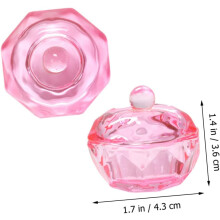 Lot de 2 coupelles en verre cristal rose avec couvercle pour monomère liquide acrylique