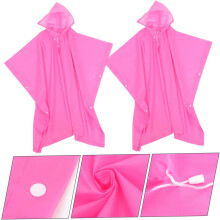 2 ponchos rosas para la lluvia con capucha, reutilizables y ligeros para exteriores.