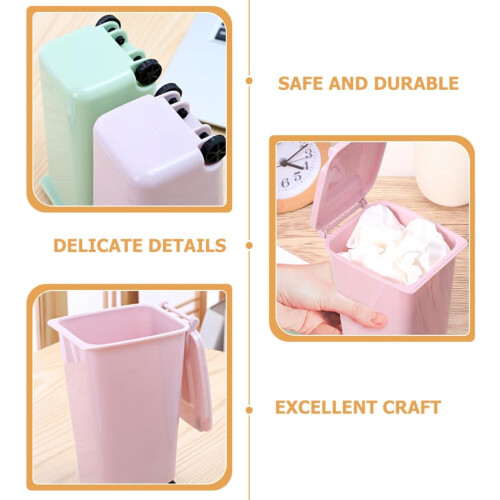2pcs Desktop Garbage Container Mini Trash Can Compact Shape Pp Material Multifunctional Pen Holder 2