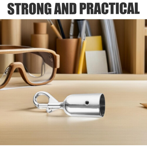 2Pcs Silver Metal Rope End Snap Hook Double-Headed Cord End Cap Fastener 2