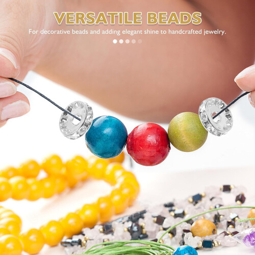 100pcs Beaded Spacers Spacers de jóias Strass Sparkle Beads de cristal