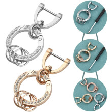 2-teiliges Strass-Schlüsselanhänger-Set für Damen, goldene und silberne Metallschlüsselringe mit Anhänger