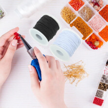 Elastická šňůrka na náramky, silná 1,5 mm, černobílá, 2 ks, role 40 m