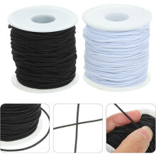 Elastische Armbandschnur, 1,5 mm dick, zum Selbermachen von Armbändern, schwarz-weiß, 2 Stück, 40 m Rolle