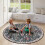 Moroccan Trellis Round Rug Washable Non-Slip 4ft 5