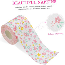 Papel higiénico con estampado floral, rollo estándar, paquete de 2 rollos, diseño decorativo, suave y absorbente.