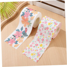 Papier toilette à motif floral, rouleau standard, paquet de 2 rouleaux, motif décoratif, papier doux et absorbant