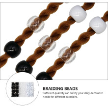Lot de 240 perles creuses noires et blanches de 12 mm pour tresses et perruques, style reggae.
