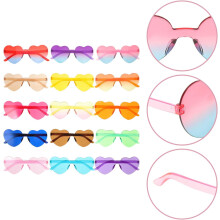 15 lunettes de soleil sans monture en forme de cœur, légères et colorées, style bonbon