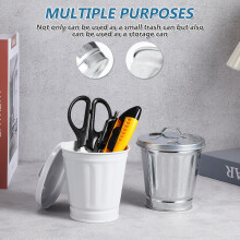 Lot de 2 mini poubelles de bureau en fer, petites poubelles à poser sur le comptoir de la salle de bain ou du bureau.
