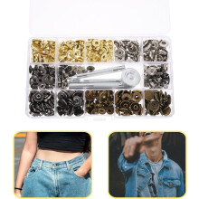 Kit de 100 boutons-pression métalliques de 5 mm avec outils de pose et pinces à pression pour cuir.