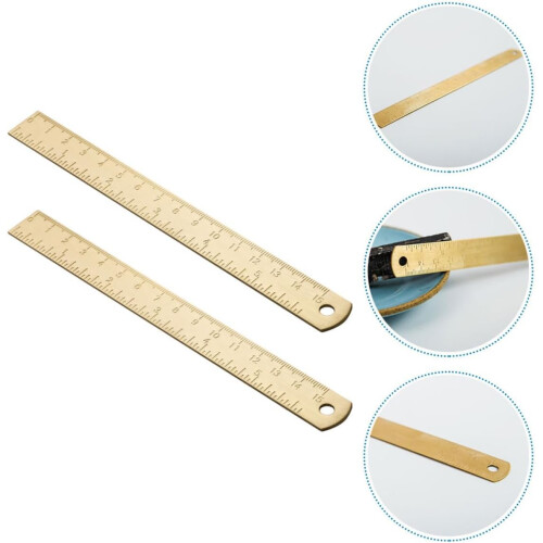 Vintage Brass Ruler Bookmark 15cm 2pcs Multi-Function Portable Straight Rulers 2