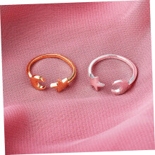 2er-Set Stern-Mond-Ringe, offene Wickelringe, verstellbar, für Damen und Mädchen, schlichtes Stern-Mond-Design