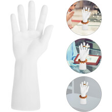 2 Stück weiße männliche Schaufensterpuppen-Handständer aus Kunststoff für Schmuckpräsentation