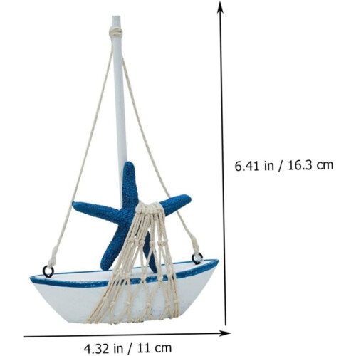 2 Stück Mini-Holzsegelbootmodell, dekoratives Ornament 1