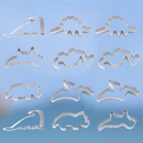 Cake Mold Sturdy Stainless Steel 2 Sets Dinosaur Shaped Biscuit Cookie Molds Easy to Use Kitchen Baking Tools