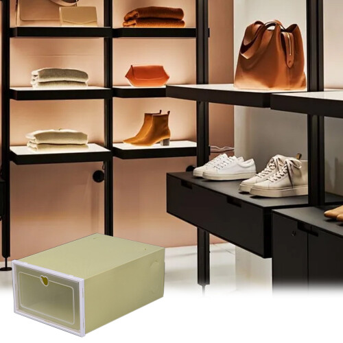 Plastic Shoe Box Organizer Peach Flip Drawer 1 Pack 2