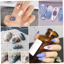 16 Blatt marokkanische Nagelsticker mit Blumenmuster, selbstklebende Nagelsticker für DIY-Maniküre, verschiedene Designs