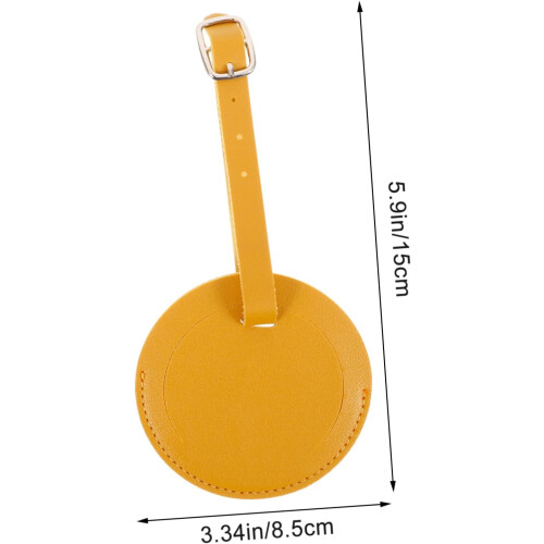 2 PCs Redonda Pu couro bagagem etiquetas com fivela e alça anexo 1