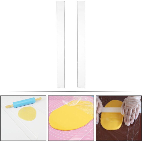 2pcs Measuring Dough Thickness Strips Rolling Guide Sticks 12in Acrylic Reusable Convenient to Use 2