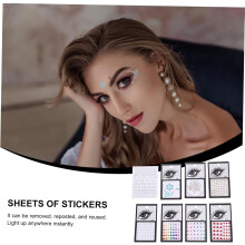 16 Blatt Strass-Aufkleber für das Gesicht, ideal für Party-Make-up, goldene Schmucksteine