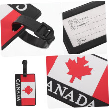 2 stuks bagagelabels met Canadese vlag, PVC-plastic naamlabels met bandje voor privacybescherming tijdens het reizen
