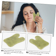 2 pezzi Tavoletta raschiante in giada Strumento Gua Sha naturale per massaggio viso Cura della pelle Tavoletta Gua Sha per massaggio facciale