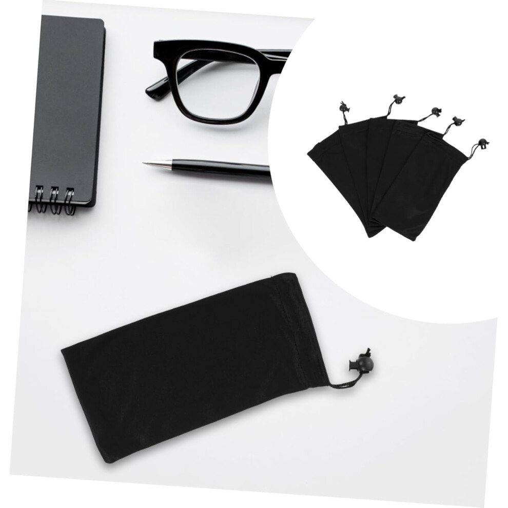 Hkhbjs Black 12Pcs Knitted Smooth Sunglass Bags Drawstring Eyeglass Pouches Portable Multi-Function Glasses Cases