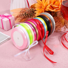 18 rotoli di nastri sottili in poliestere, colori assortiti, 0,6 cm x 22 m ciascuno, nastri per confezioni regalo