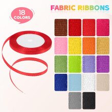 18 rolos de poliéster finas fitas as cores assortidas 0.6cm x 22m cada, envolvendo fitas