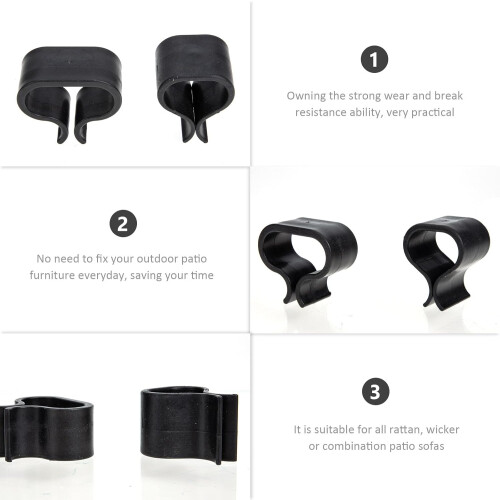 12 Stück Korbstuhlbefestigungen, schwarze PP-Gartenmöbelclips 2