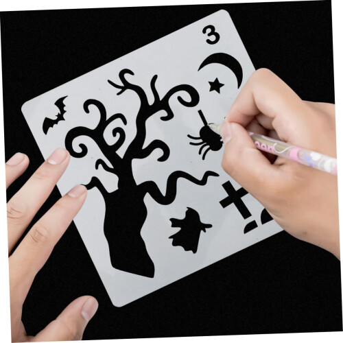 18pcs Halloween Stencils Template Faces Stencil DIY Modelo de desenho plástico 1