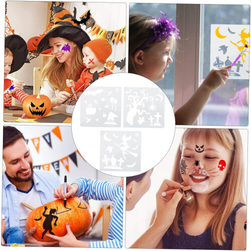 18pcs Halloween Stencils Template Faces Stencil DIY Modelo de desenho plástico 2