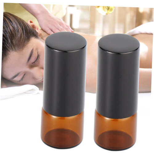 12pcs Refillable Roller Bottles Amber Vials with Stainless Steel Leakproof Design 1