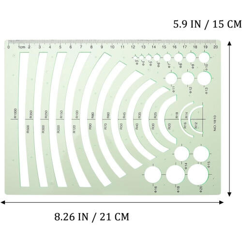 Set di 13 righelli geometrici in plastica per disegno tecnico. 2