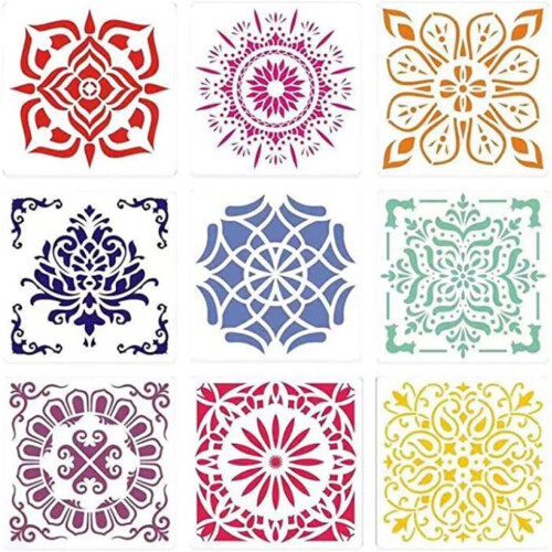 12pcs Mandala Stencils Modelo de pintura DIY Craft Set Oco fora Stencils 2