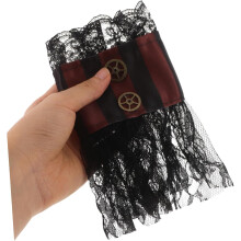 2pcs estilo gótico malha mangas falsas algemas removíveis ajustáveis algemas de pulso de renda para vestido de Halloween da festa de cosplay