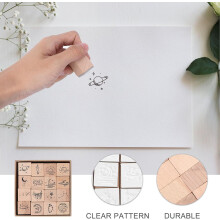 Set di timbri in legno per scrapbooking con funzioni decorative e di scrittura, 16 pezzi