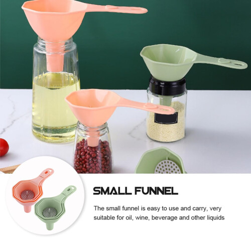 2 Sets Multi-Function Funnels Small Funnel Reusable Pp Material Built-in Strainer Portable Easy 2