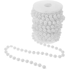 10M White Artificial Pearl Beads String Garland for DIY Jewelry Making, Faux Pearl Beaded Necklace Chain Roll