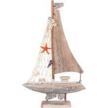 Mini-Segelbootmodell aus Holz, Ornament, kleine Vintage-Schiffsfigur