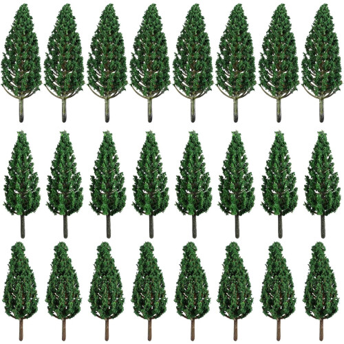 24pcs Miniature Simulated Trees Set for Model Railway Scenery, 7.5cm–9.5cm Mini Trees Models